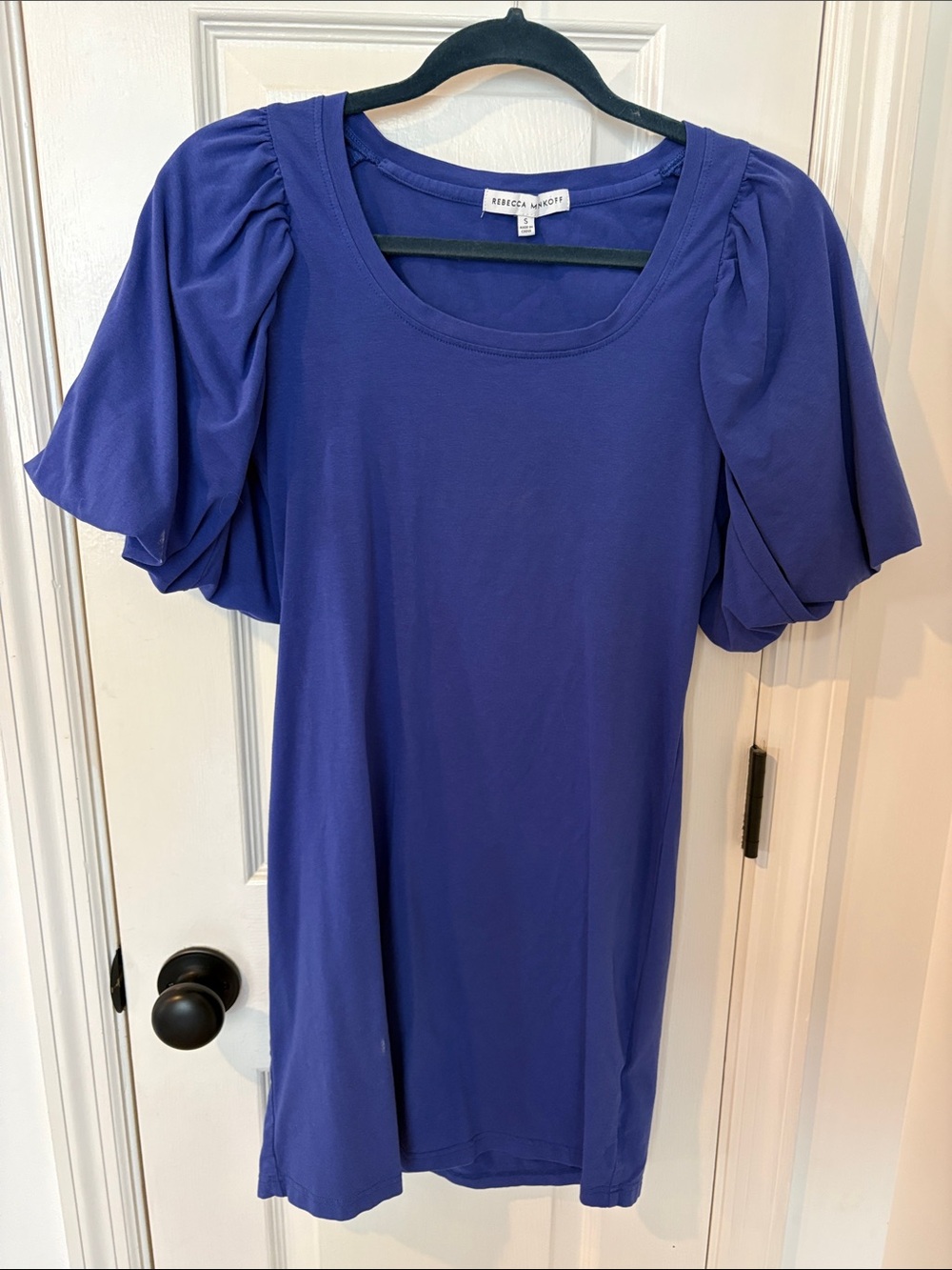 Rebecca Minkoff Indigo Puff-Sleeve Scoop Neck T-shirt dress